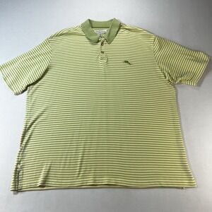 Tommy Bahama Short Sleeve Yellow Green Striped Polo Shirt Men's XXL Cotton